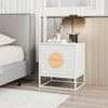 Modern Mid Century Fluted Nightstand with 2 Drawers and Pine Wood Handles for Bedroom-White - Gallery View 1 of 9