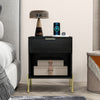 Modern Nightstand with Charging Station-Black - Gallery View 1 of 10