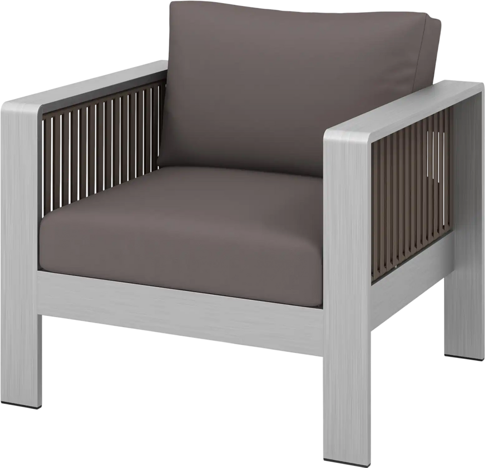 Patio Furniture Aluminum Armchair with Thick Back and Seat Cushion