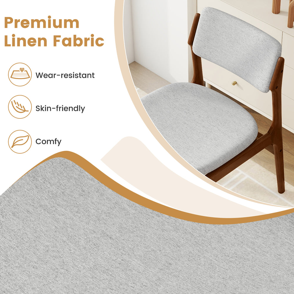 Modern padded dining chair with premium linen fabric, rubber wood legs, and comfy design for dining or living spaces.