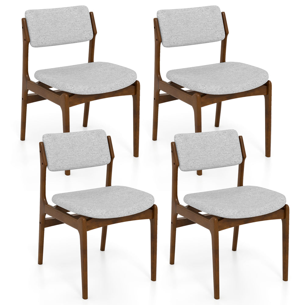 Set of 4 modern padded dining chairs with rubber wood legs, featuring soft cushions and a stylish farmhouse design.