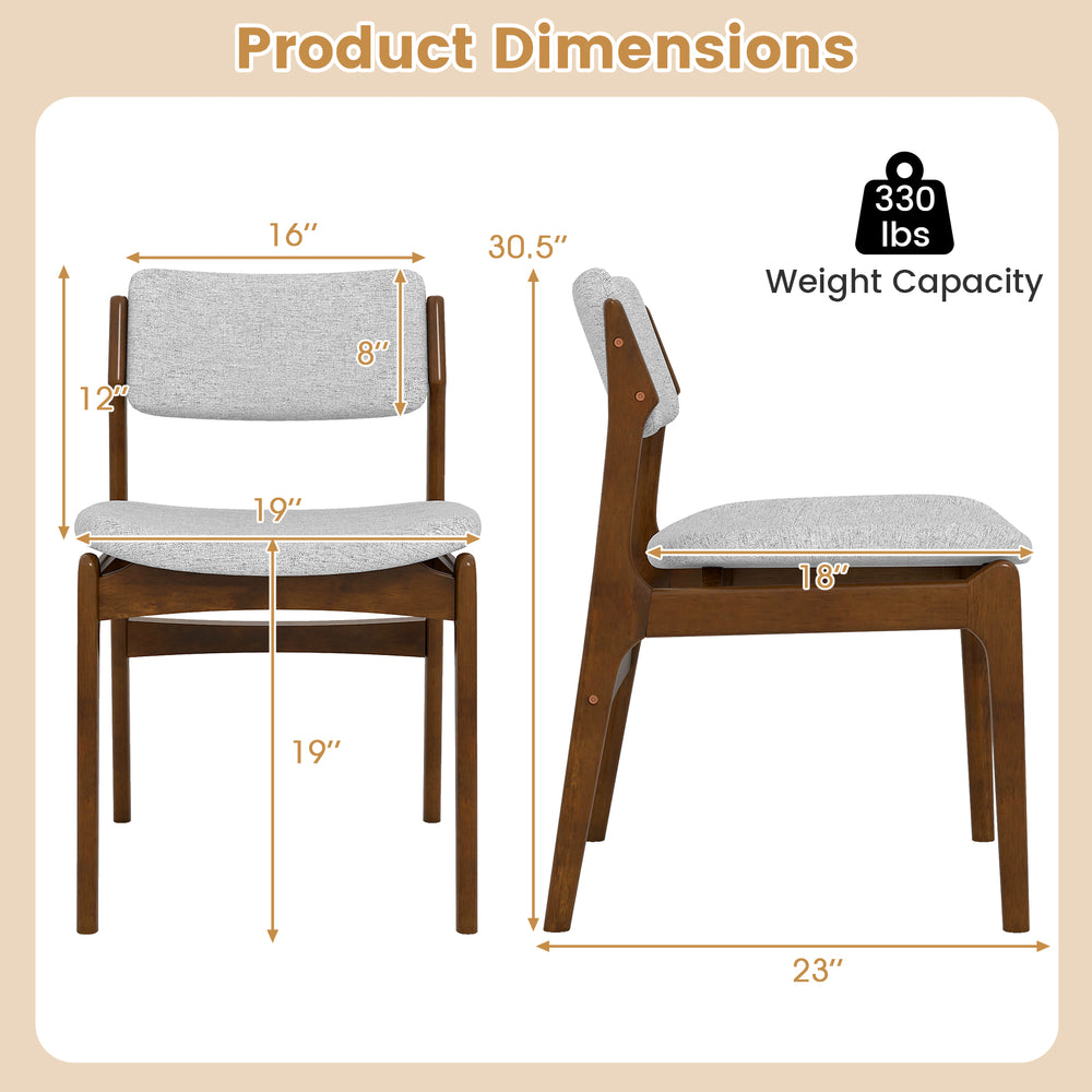 Modern padded dining chair set of 4 with rubber wood legs, featuring ergonomic design and comfortable cushions.