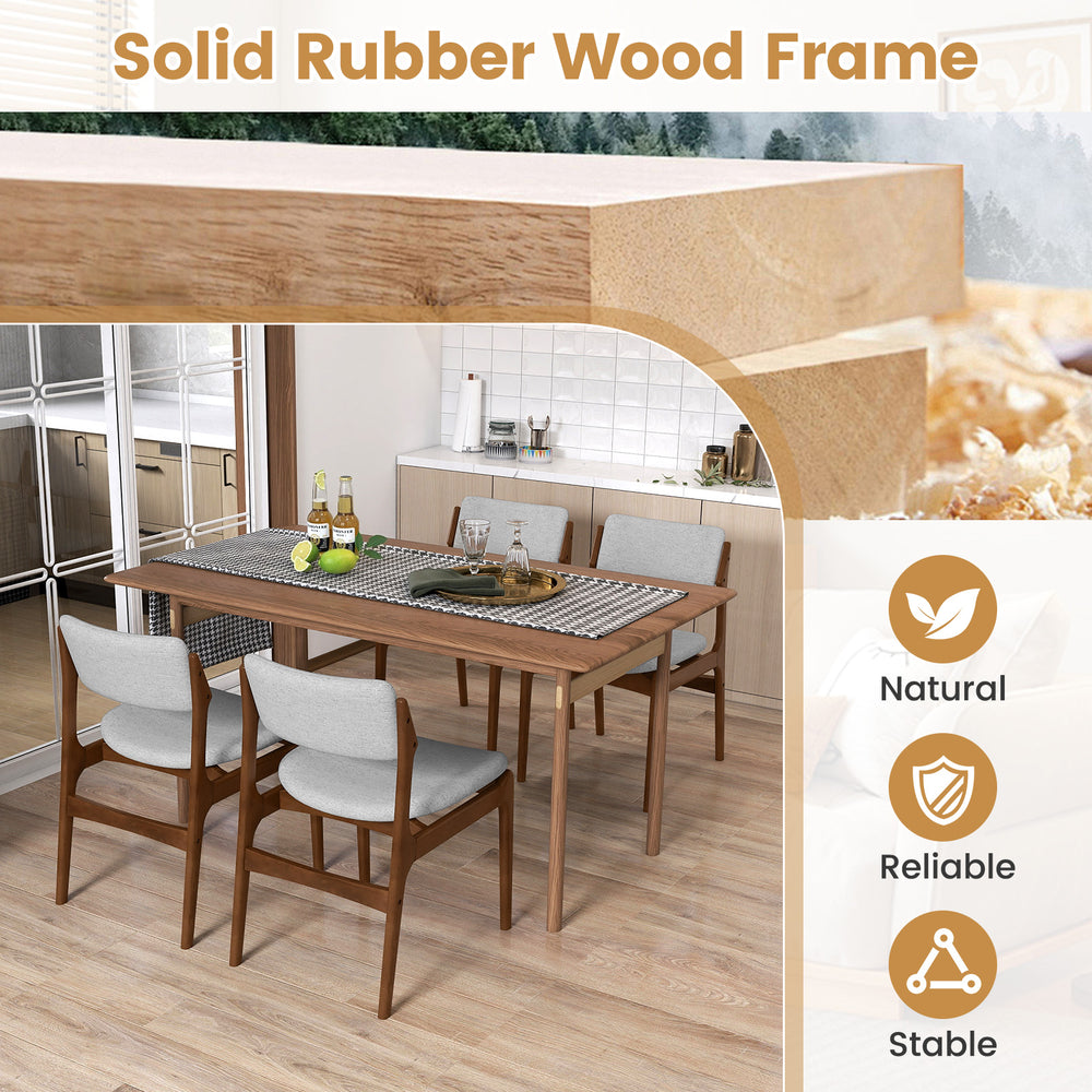 Modern padded dining chairs set of 4 with solid rubber wood legs, featuring a stylish farmhouse design for versatile.