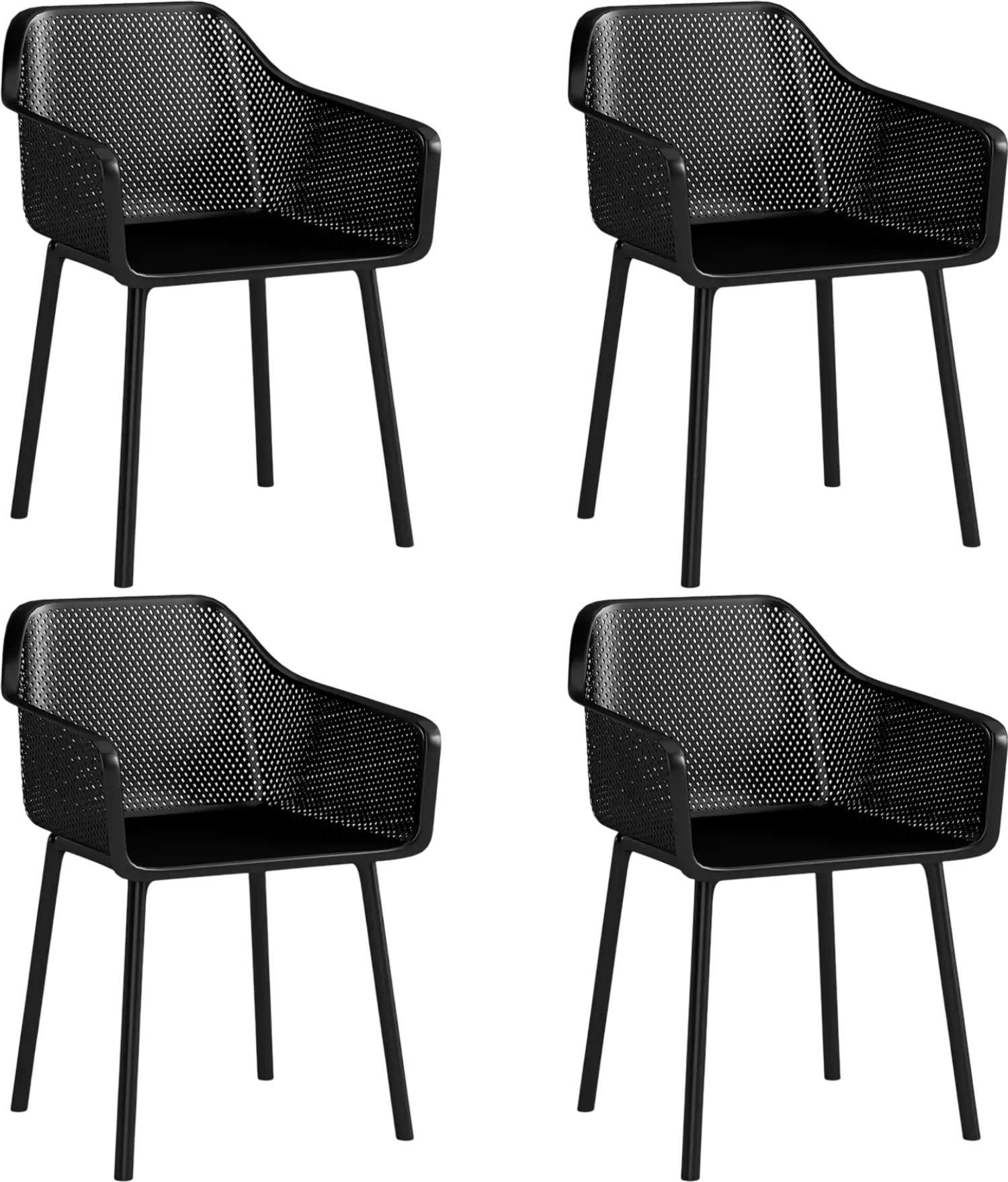 Costway Modern Plastic Dining Chairs Set of 4 Mesh Back Armchairs 85450168 New