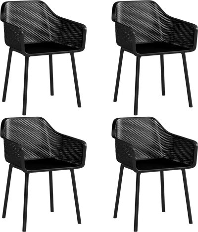 Costway Modern Plastic Dining Chairs Set of 4 Mesh Back Armchairs 85450168 New