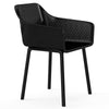 Black ergonomic dining chair with breathable mesh backrest, durable PP material, ideal for modern kitchens or dining.