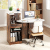 Modern Reception Desk Front Counter Desk with Oval Tabletop-Rustic Brown - Gallery View 1 of 11