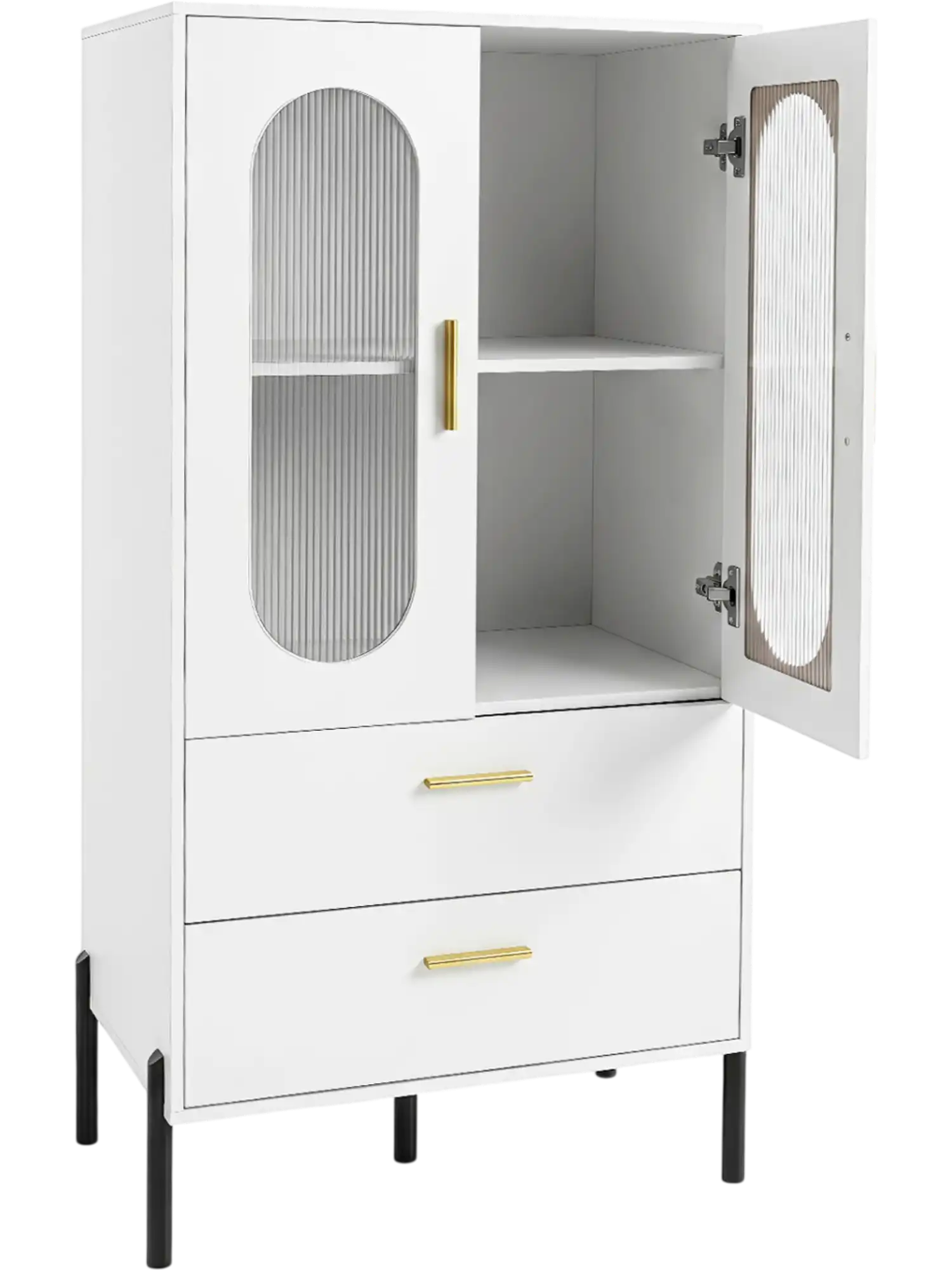Costway Modern Sideboard Buffet Cabinet Fluted Doors 73259361 New