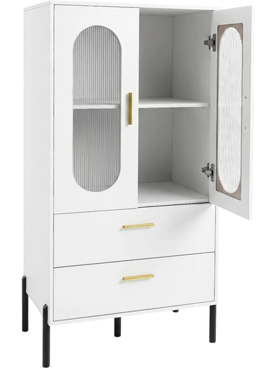 Costway Modern Sideboard Buffet Cabinet Fluted Doors 73259361 New