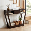 Modern Sofa Accent Table with Drawer-Brown - Gallery View 1 of 10