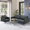 Gray modern sofa set with solid metal legs and removable backrest cushions, perfect for stylish living room seating.