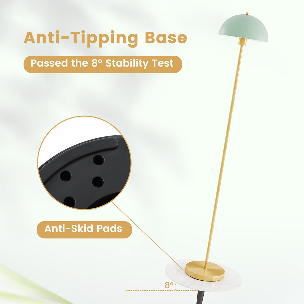 Modern standing lamp with adjustable head, anti-tipping base, and anti-skid pads for stability in any room.