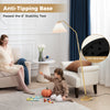Modern standing lamp with adjustable head and pleated lampshade, featuring an anti-tipping base for enhanced stability.
