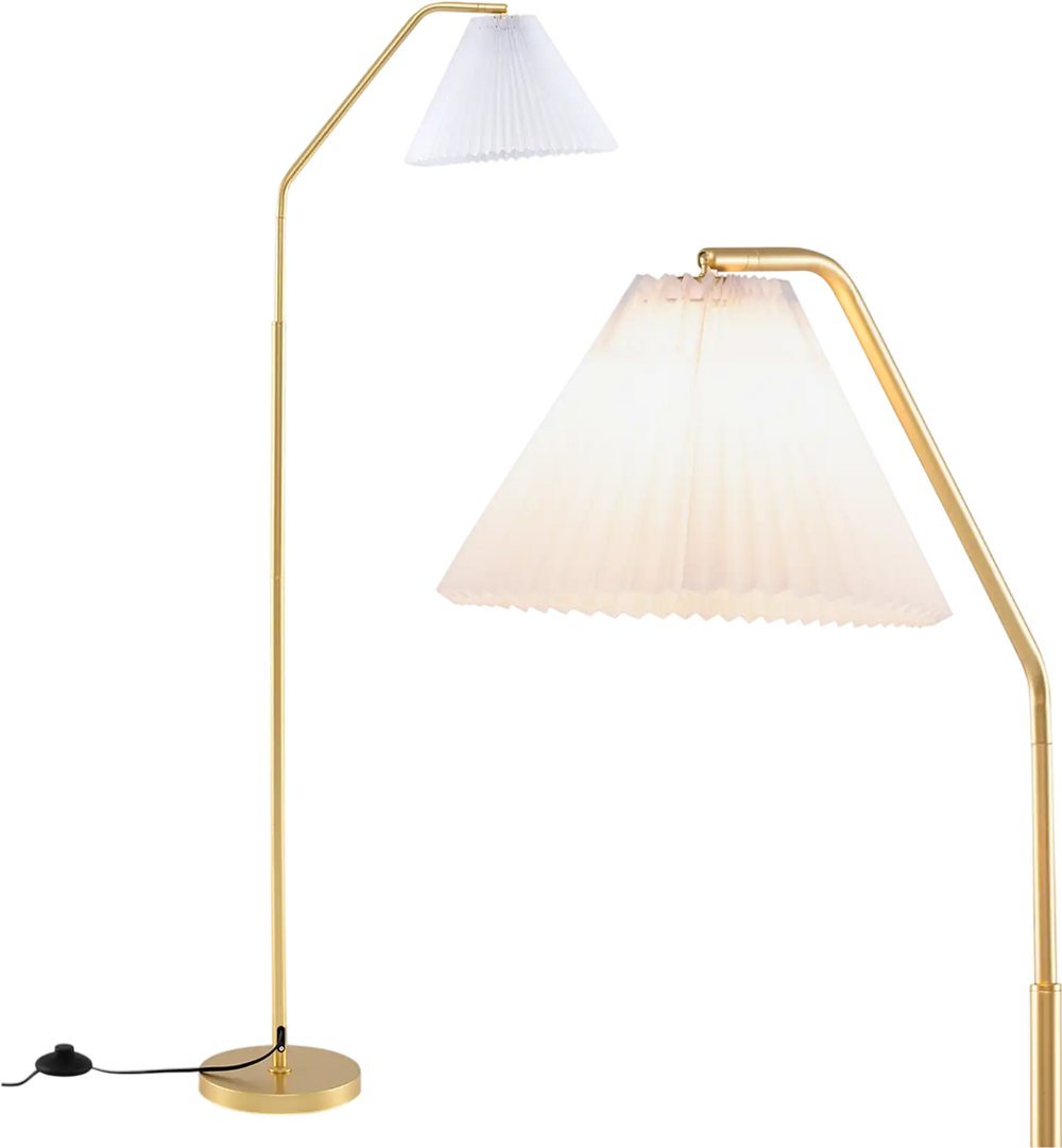 Modern Standing Lamp with Adjustable Lamp Head and Pleated Lampshade