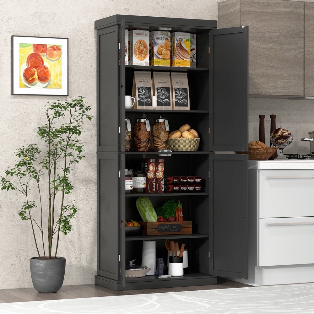 72.5 Inches Tall Buffet Cabinet with 6-Tier Shelves and 4 Doors-Black - Gallery View 1 of 10