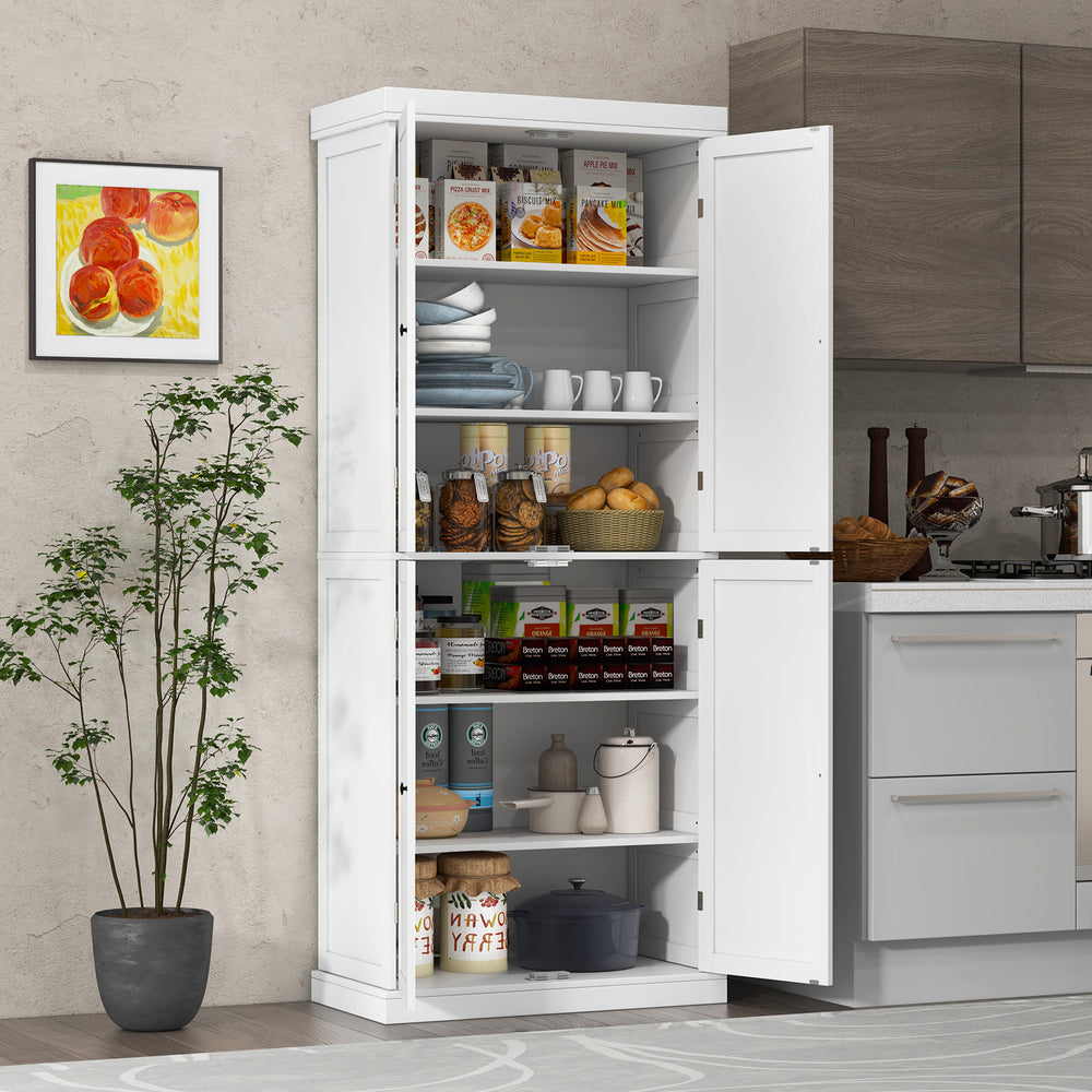 72.5 Inches Tall Buffet Cabinet with 6-Tier Shelves and 4 Doors-White - Gallery View 1 of 10