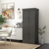 Black 72.5-inch tall buffet cabinet with 4 doors and adjustable shelves, ideal for kitchen and dining room storage.