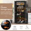 Black buffet cabinet with 4 doors and 6-tier adjustable shelves for versatile kitchen storage and organization.