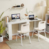 Compact white computer desk with side bookshelf, perfect for small spaces, ideal for home office or study use.