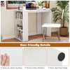 Compact white computer desk with side bookshelf, smooth surface, and non-slip foot pads for easy maintenance in small.
