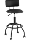 Modern black swivel bar stool with adjustable height, ergonomic backrest, and universal wheels for easy movement.