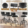 Modern black swivel bar stool with adjustable height, ergonomic backrest, and heavy-duty metal frame for kitchen islands.