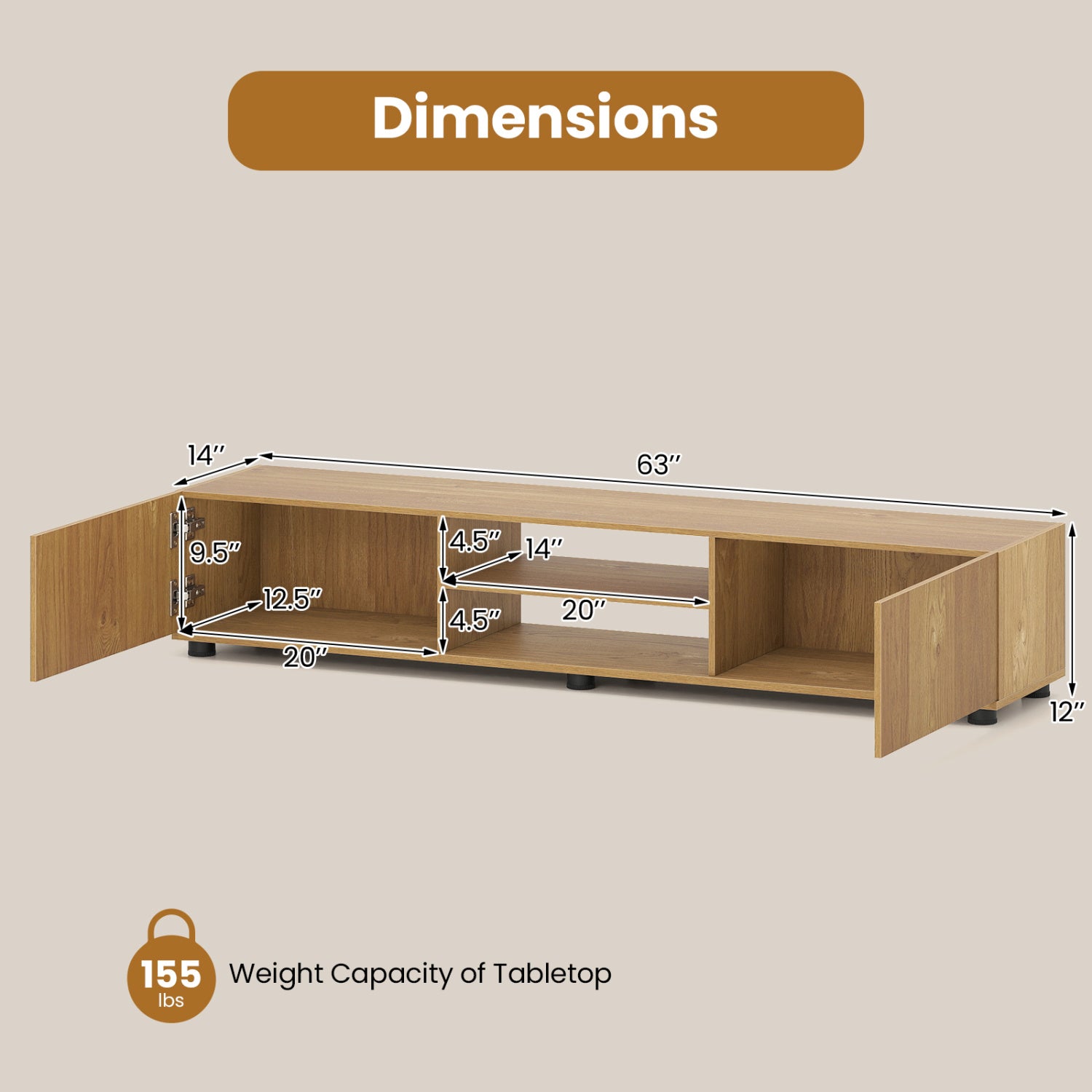 Costway Modern 63
