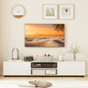 Modern TV Stand for up to 70" TVs Minimalist Entertainment Center with 2 Doors and Open Shelves-White - Gallery View 1 of 10