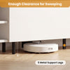 Modern TV stand in white with 5 metal support legs, providing 5 inches of clearance for easy sweeping underneath.