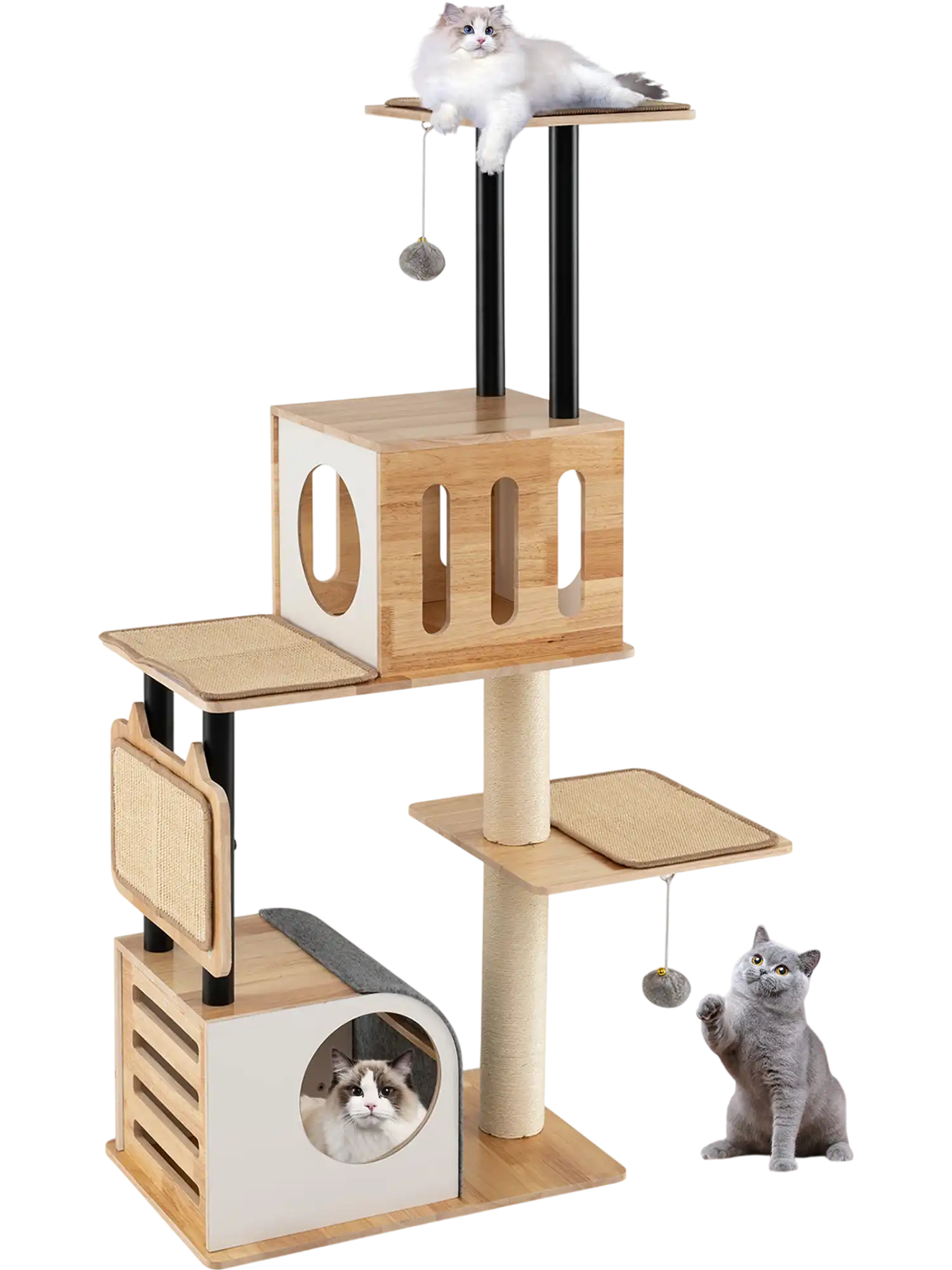 Costway Modern Tall Cat Tree Tower Double Condos Sisal Scratcher 59486231 New