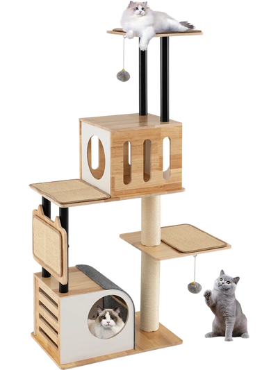 Costway Modern Tall Cat Tree Tower Double Condos Sisal Scratcher 59486231 New