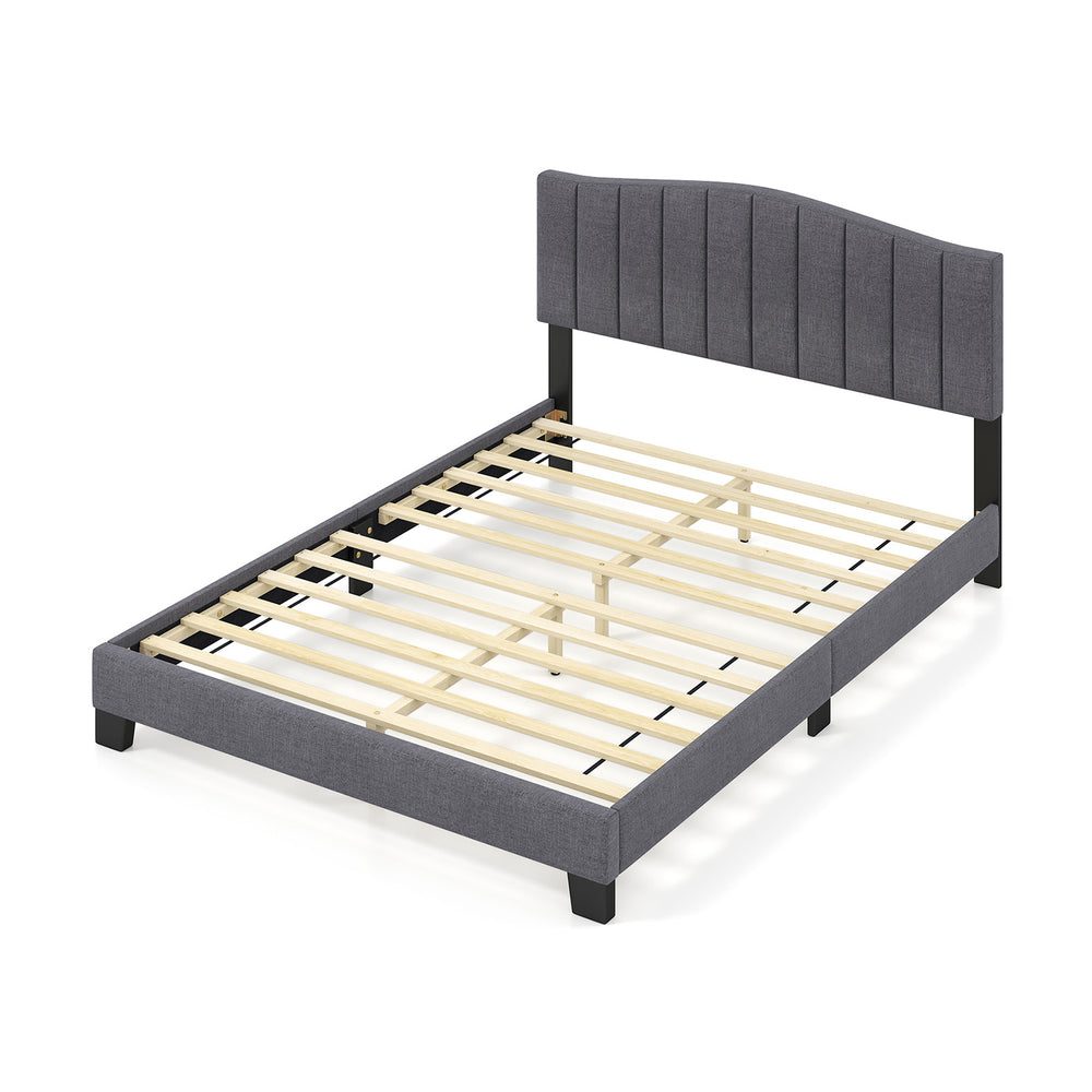 Modern upholstered queen bed frame with adjustable tufted headboard and sturdy LVL slats for reliable support.