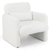 Modern upholstered chenille accent chair in white with a removable lumbar pillow, ideal for living room comfort.