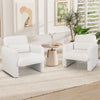Modern upholstered chenille accent chairs in white with removable lumbar pillows, ideal for living room comfort.
