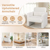 Modern upholstered chenille accent chair in white with removable lumbar pillow, ideal for living room or office.