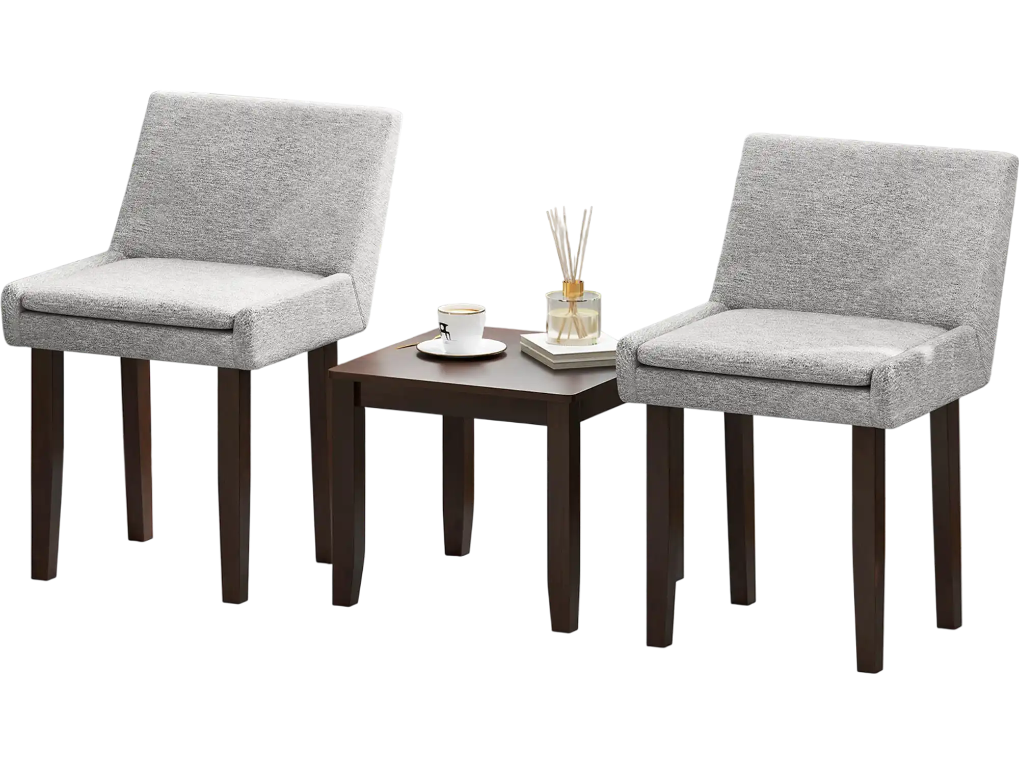 Costway Modern Upholstered Fabric Side Leisure Chairs Set of 2 Gray 312764958 New