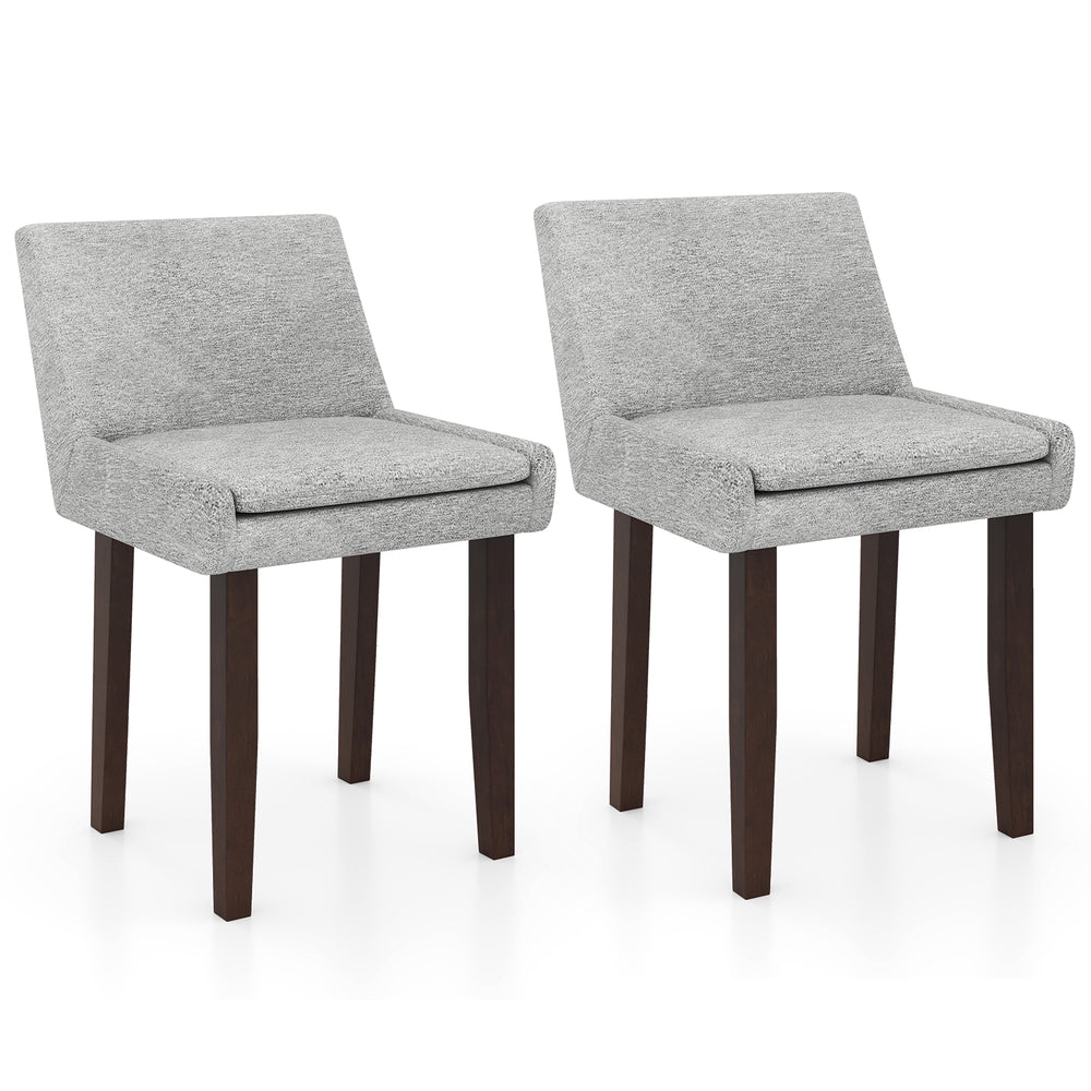 Gray upholstered leisure chair set of 2 with solid rubber wood legs, perfect for modern living or dining spaces.