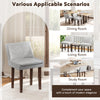 Gray upholstered leisure chair with solid rubber wood legs, perfect for dining, living, or study room elegance.