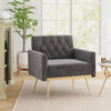 Modern Velvet Upholstered Accent Chair with Button-Tufted Back and Adjustable Feet-Gray - Gallery View 1 of 8