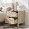Modern wooden end table in natural finish, featuring smooth drawer slides and sturdy legs, ideal for stylish storage.