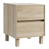 Modern wooden end table in natural finish with 2 storage drawers, perfect for minimalist home decor and daily storage.
