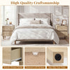 Modern wooden end table with two storage drawers, natural finish, ideal for bedroom or living room use.