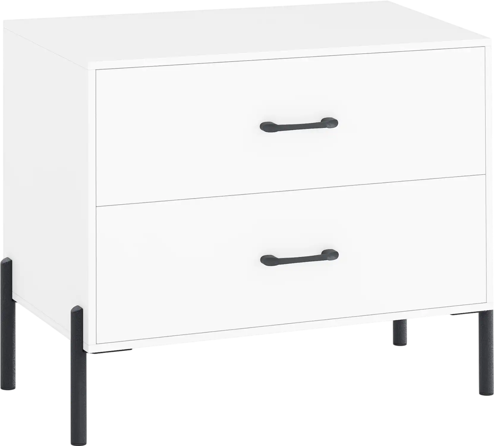 Costway Modern Wooden 2-Drawer Nightstand with Metal Legs 14396070 New