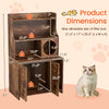 Modern wooden cat litter box enclosure with storage shelves, brown finish, designed for organization and feline comfort.