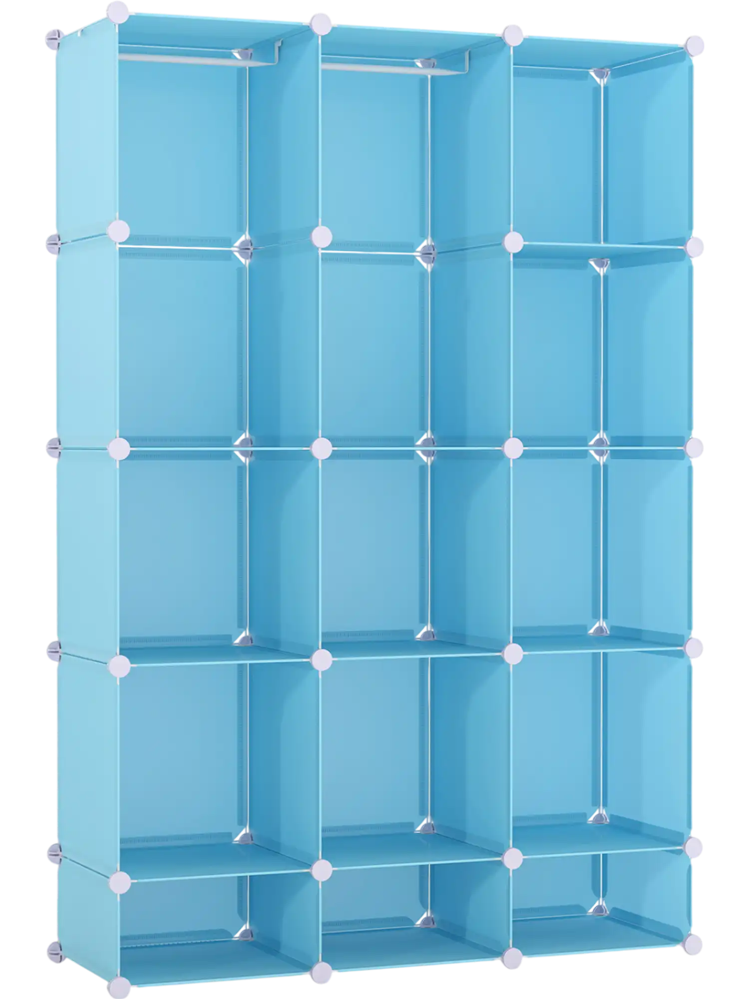 Costway Modular Baby Wardrobe 13-Cube Stackable Kids Storage Closet w/ Hanging Rod Shelves 70488391 New