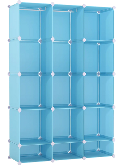 Costway Modular Baby Wardrobe 13-Cube Hanging Rod Shelves Stackable 70488391 New