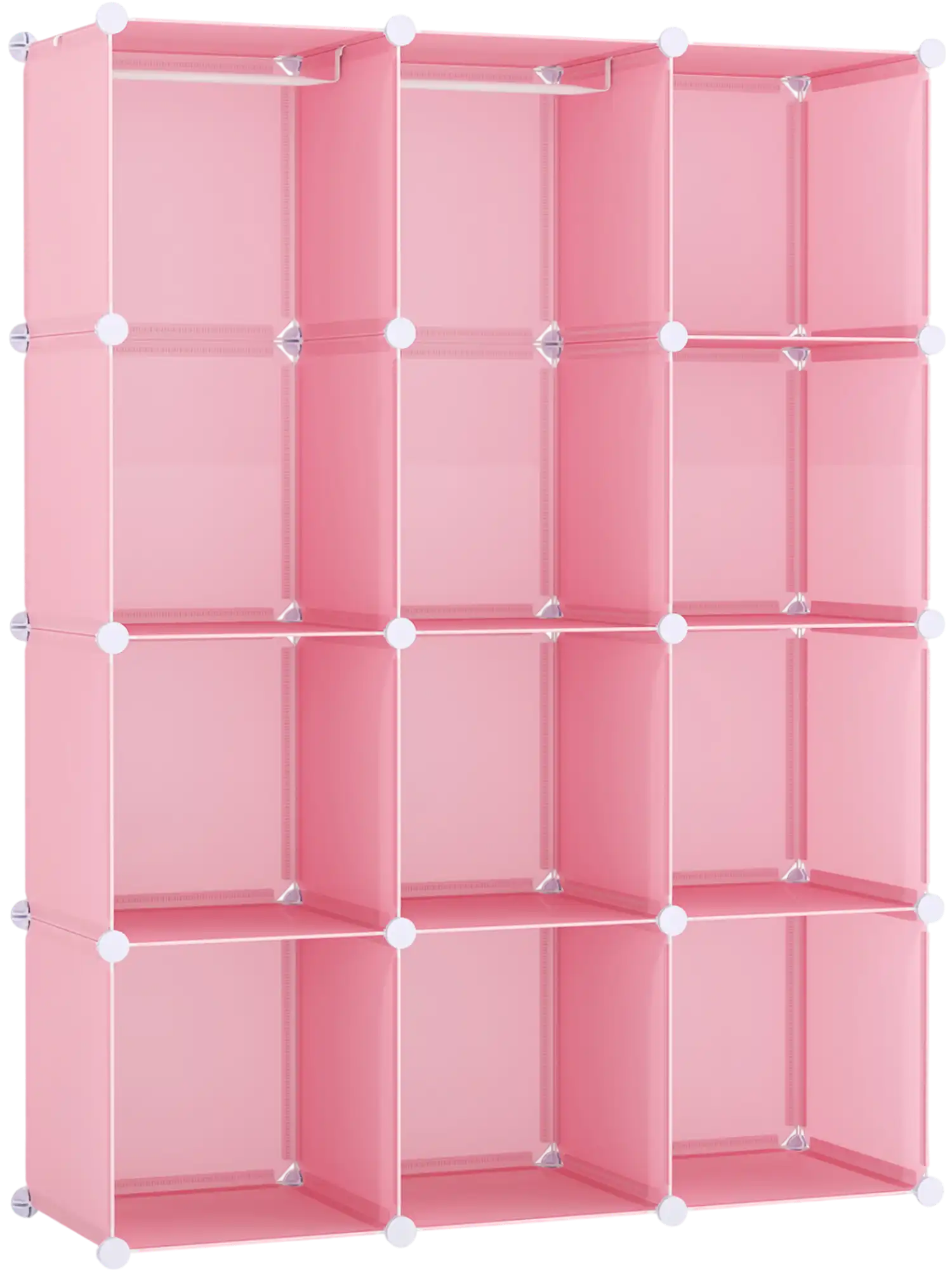 Costway Modular Baby Wardrobe Closet 10-Cube Stackable w/ Hanging Rod Shelves 20638583 New