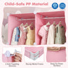 Modular pink baby wardrobe features 10 cubes, a hanging rod, and sturdy metal frame for nursery organization.