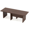 Modular L-shaped coffee table set in walnut, designed for small spaces with a sturdy, space-saving design.