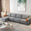 Modular L-shaped 4-Seat Sectional Sofa with Reversible Chaise and 2 USB Socket-Gray - Gallery View 1 of 11
